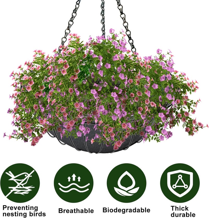 Emsiok Hanging Basket Liners - 3PCS, 12 Inch Round, Non-Woven, Black Felt, Replacement Inserts for Hanging Baskets, Outdoor Plants - Avoid Bird Nesting - Image 3